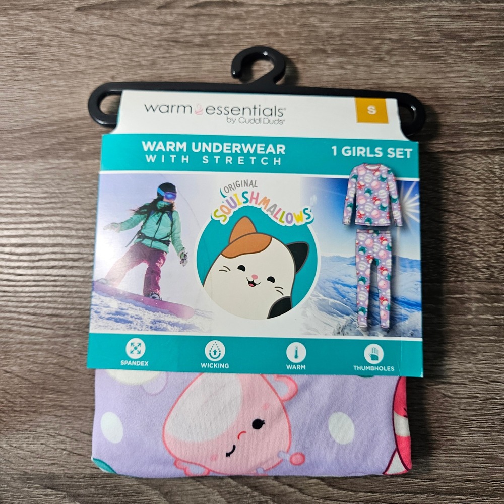 Girls Cuddl Duds 'Squishmallows' Thermal Underwear Set (Size Sm 6-7) NEW W TAGS
